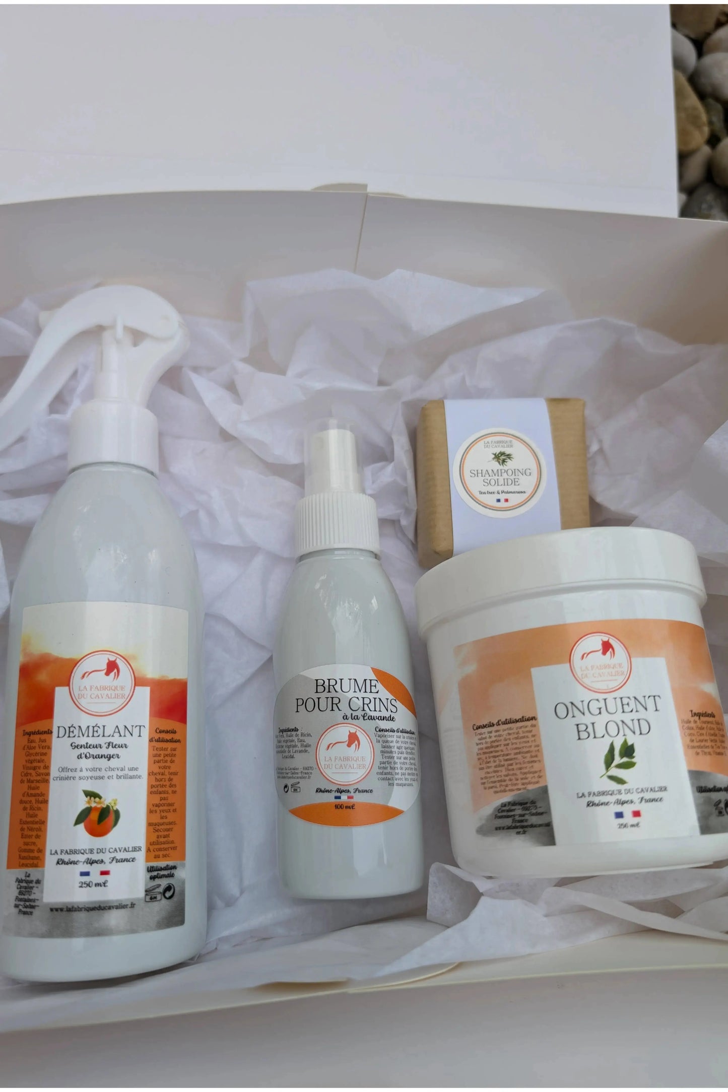 Coffret Découverte – Démêlant + Onguent + Shampoing solide + Brume pour Crins La Fabrique du Cavalier